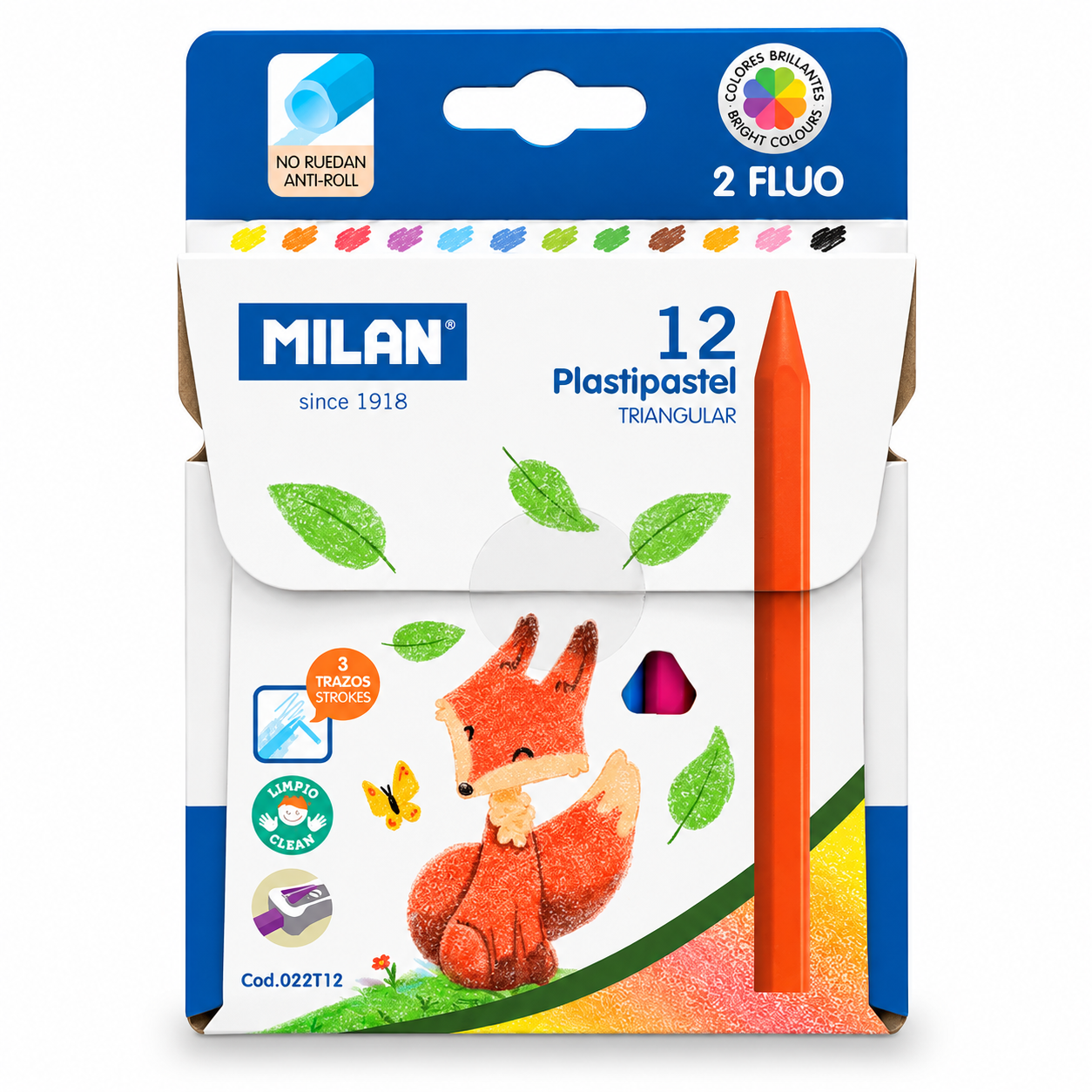 Creioane cerate in 12 culori, cu prindere triunghiulara, MILAN